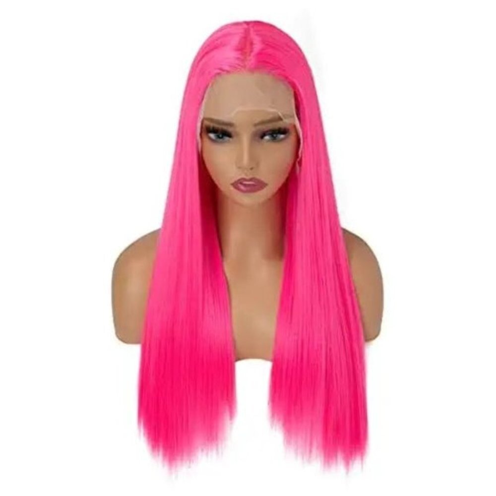 Hot Pink Long Straight Lace Front Wig